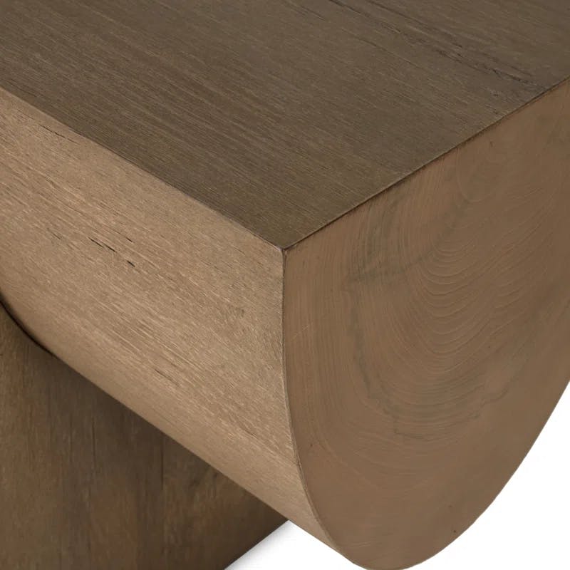 Elbert Rustic Oak Veneer Beam-Style Console Table, 78.75"