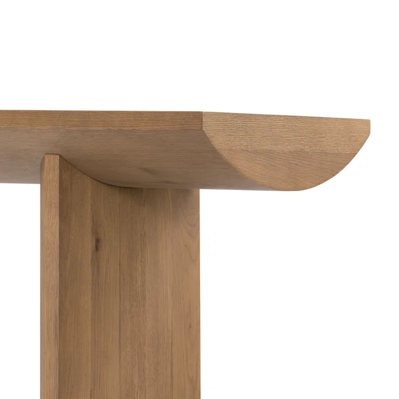 Contemporary Dusted Oak & Metal Demilune Console with Storage