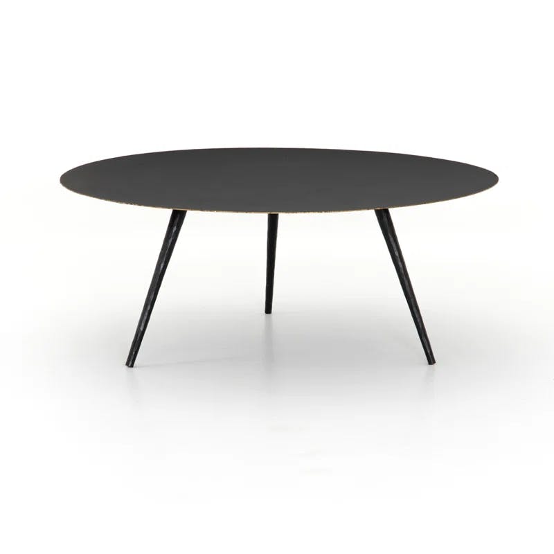 Element Collection 39" Round Black Metal Coffee Table