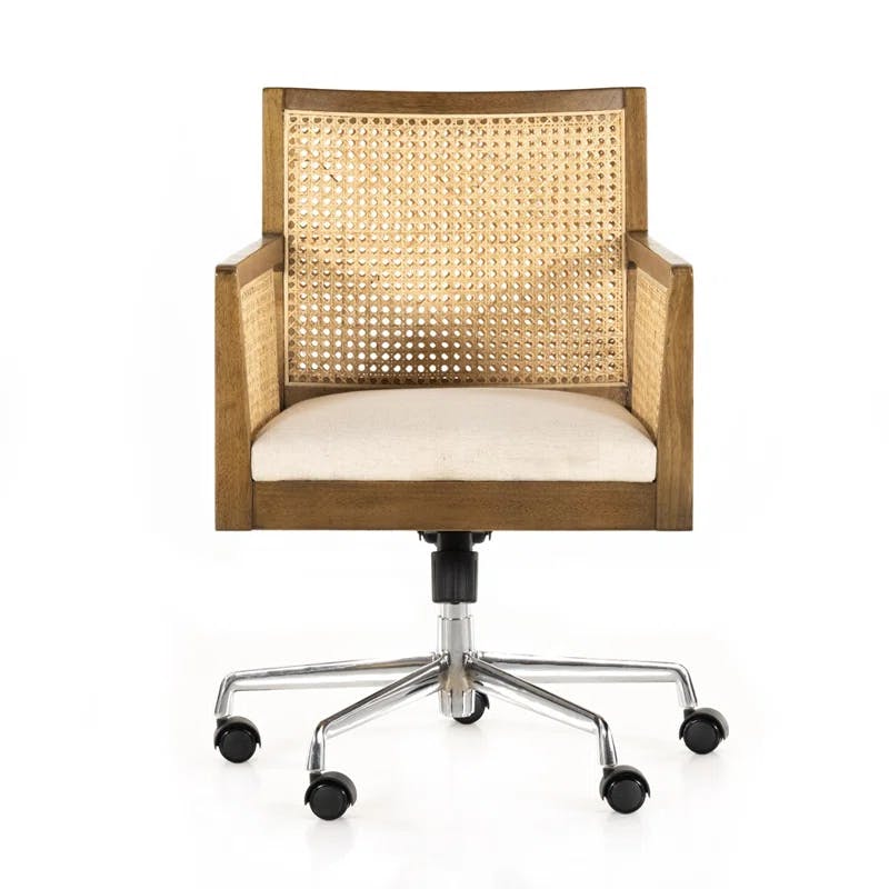 Antonia Swivel Task Chair in Toasted Nettlewood and Leather
