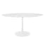 Modern Marble & Wood 60" Oval Dining Table in White