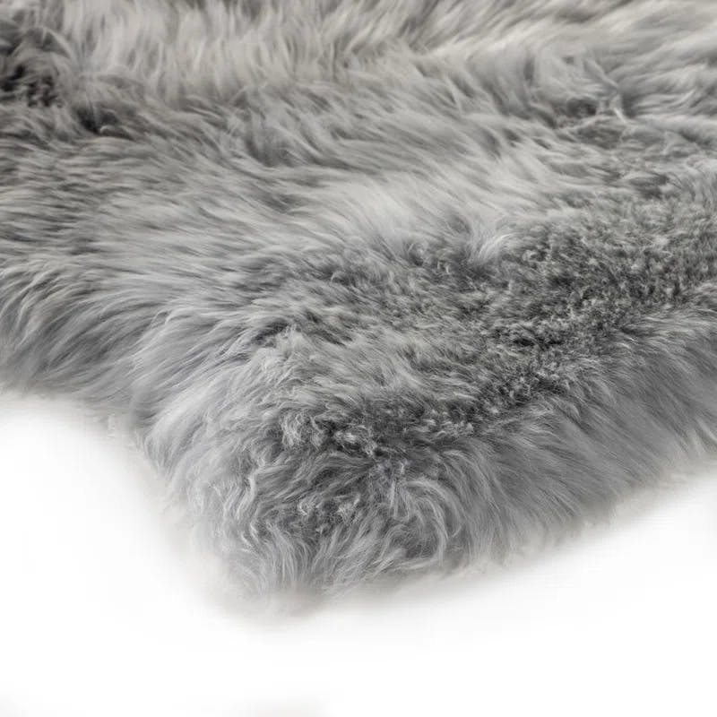 Luxurious Gray Ombre Sheepskin Wool Throw Blanket