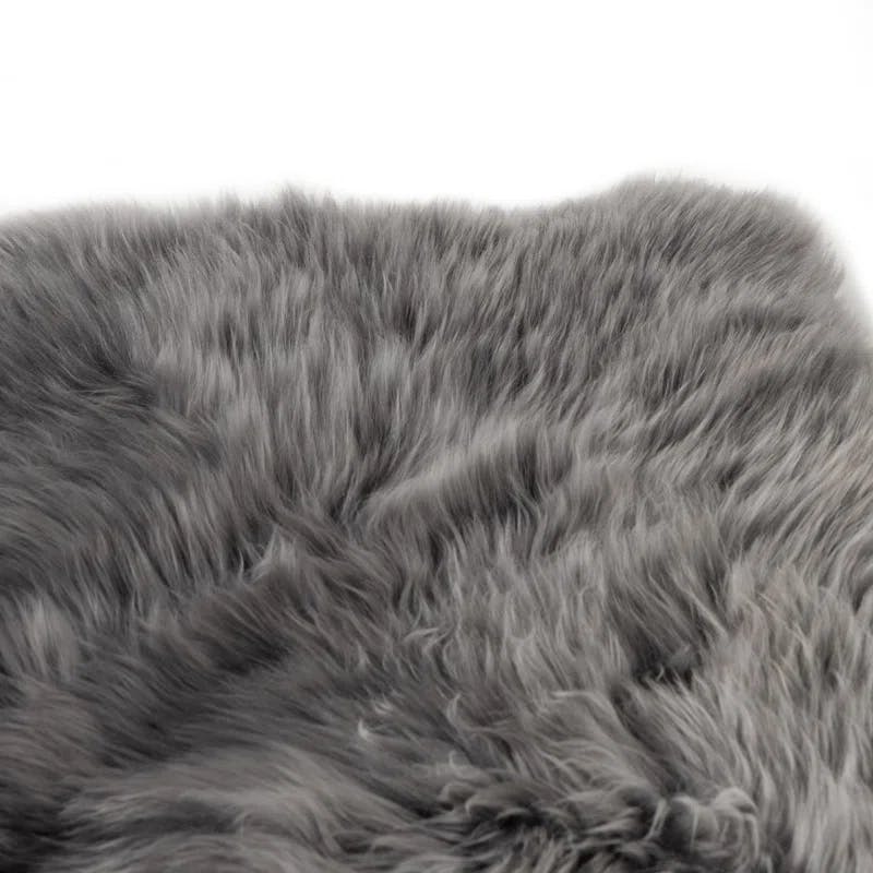 Luxurious Gray Ombre Sheepskin Wool Throw Blanket