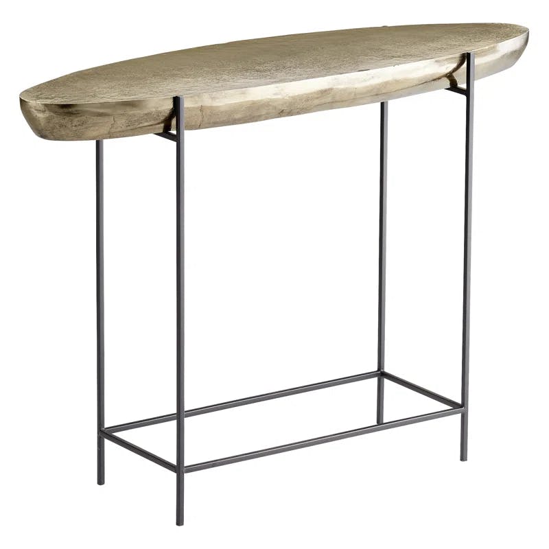 Aged Gold 46.25'' Metal Console Table with Sleek Storage