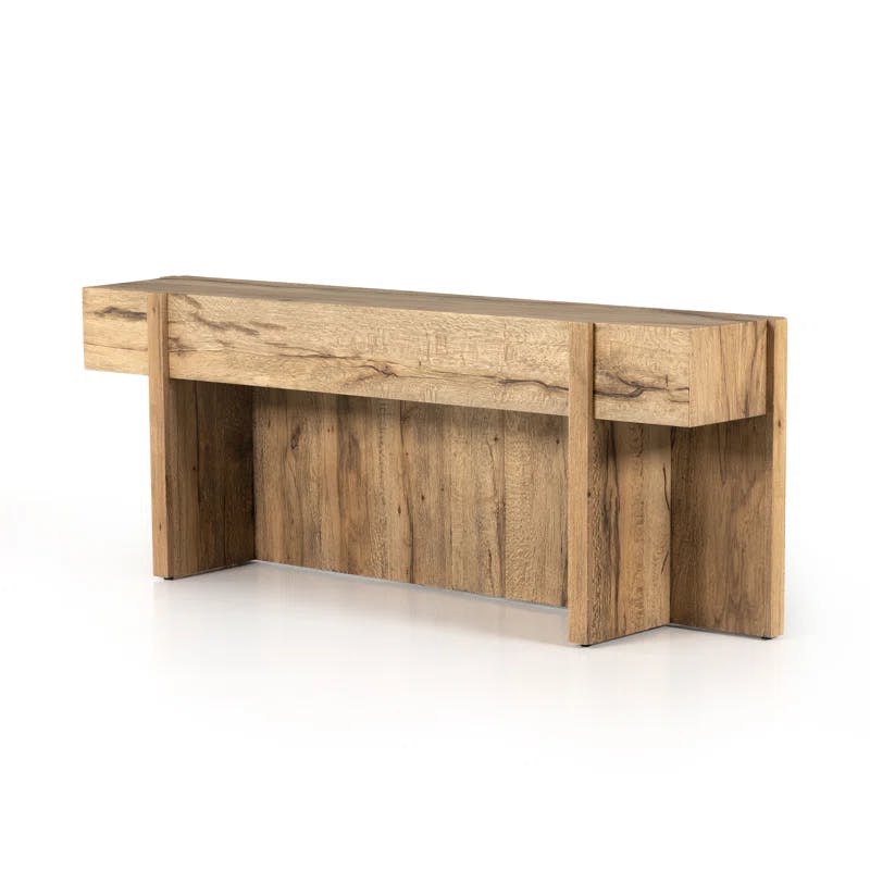 Bingham 78'' Rustic Oak Veneer Rectangular Console Table with Storage
