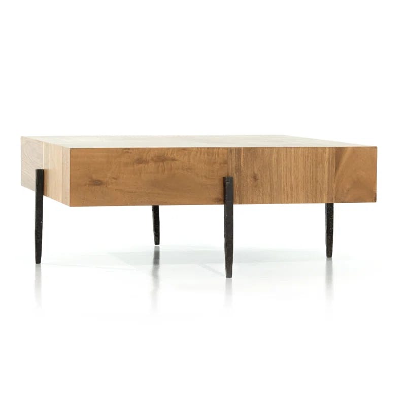 Contemporary Yukas Wood & Iron Square Coffee Table, 41"