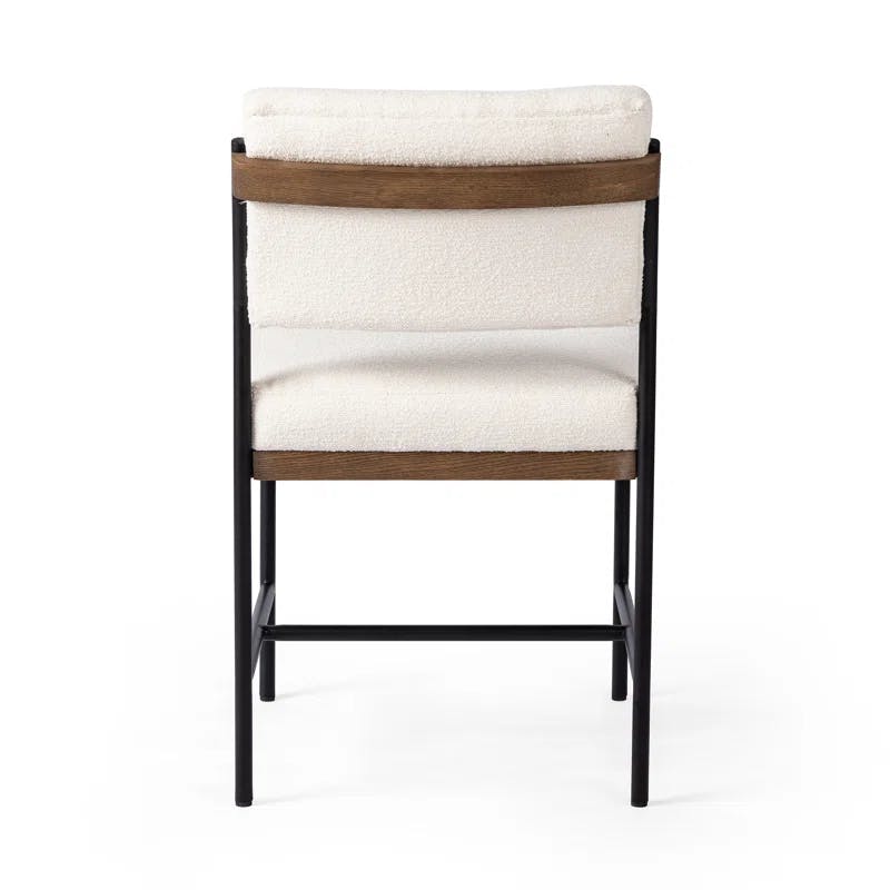 Ellie Contemporary White Leather Side Chair with Metal Frame