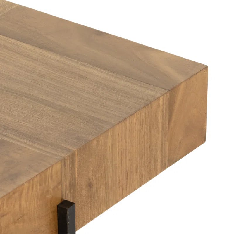 Contemporary Yukas Wood & Iron Square Coffee Table, 41"