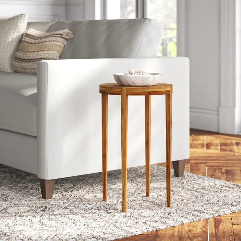 Blaise 14" Round Warm Brown Solid Wood Accent Table
