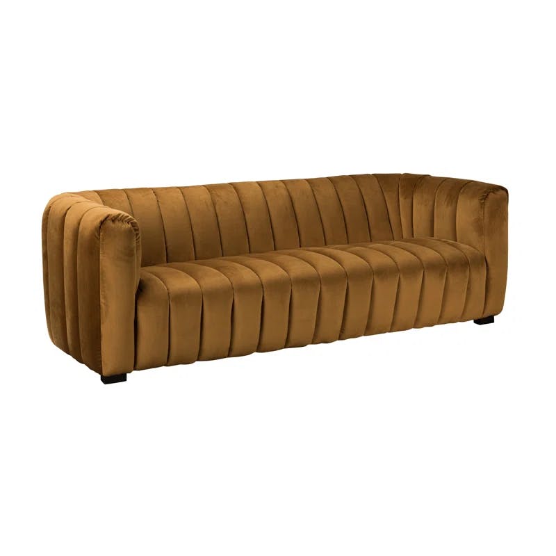 Claire 94'' Brown Velvet Tufted Transitional Sofa