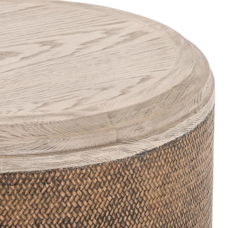 Contemporary Modern Round Wood End Table in Rich Brown