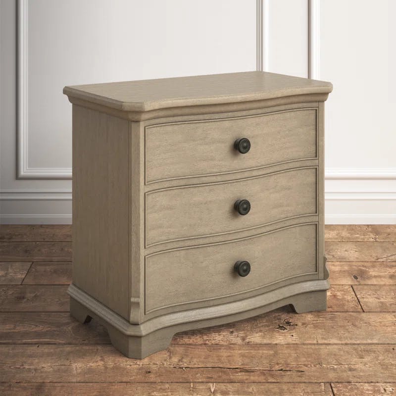 Traditional Sun-Drenched Acacia 3-Drawer Nightstand