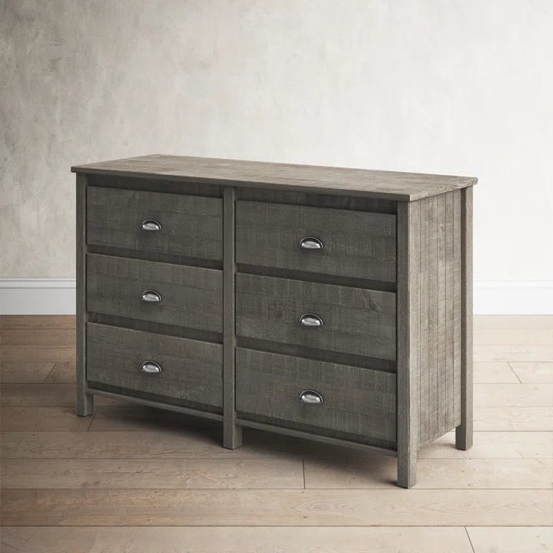 Driftwood Gray Farmhouse Double Dresser with Felt-Lined Drawer