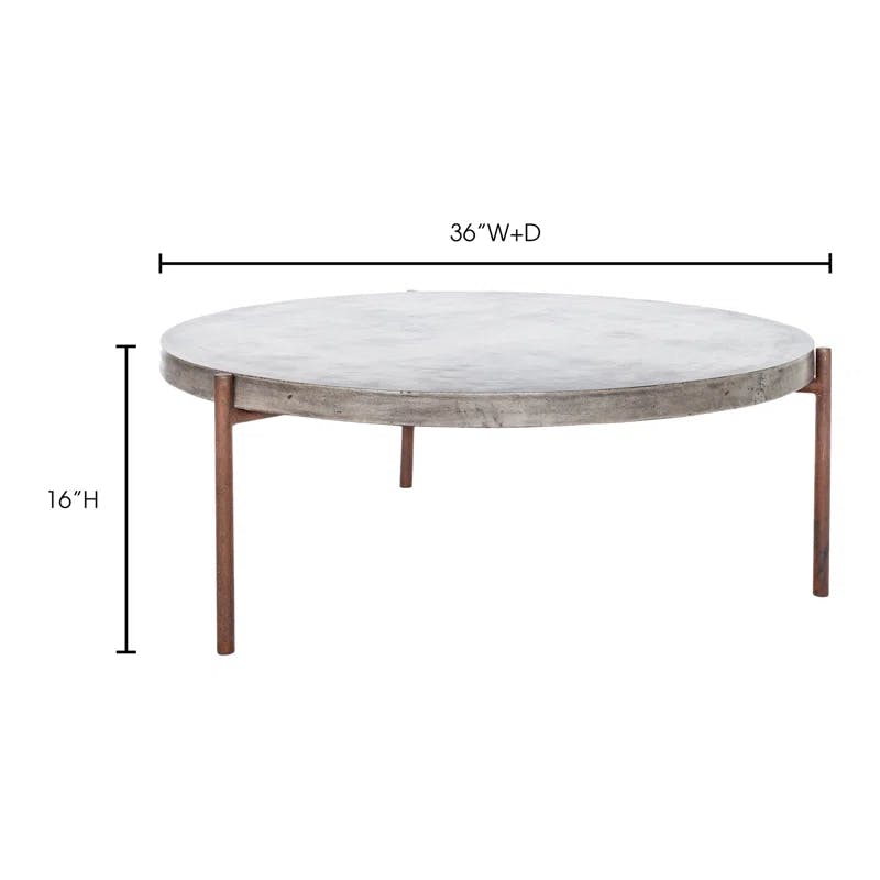 Harrison Steel Legs and Concrete Surface Round Coffee Table
