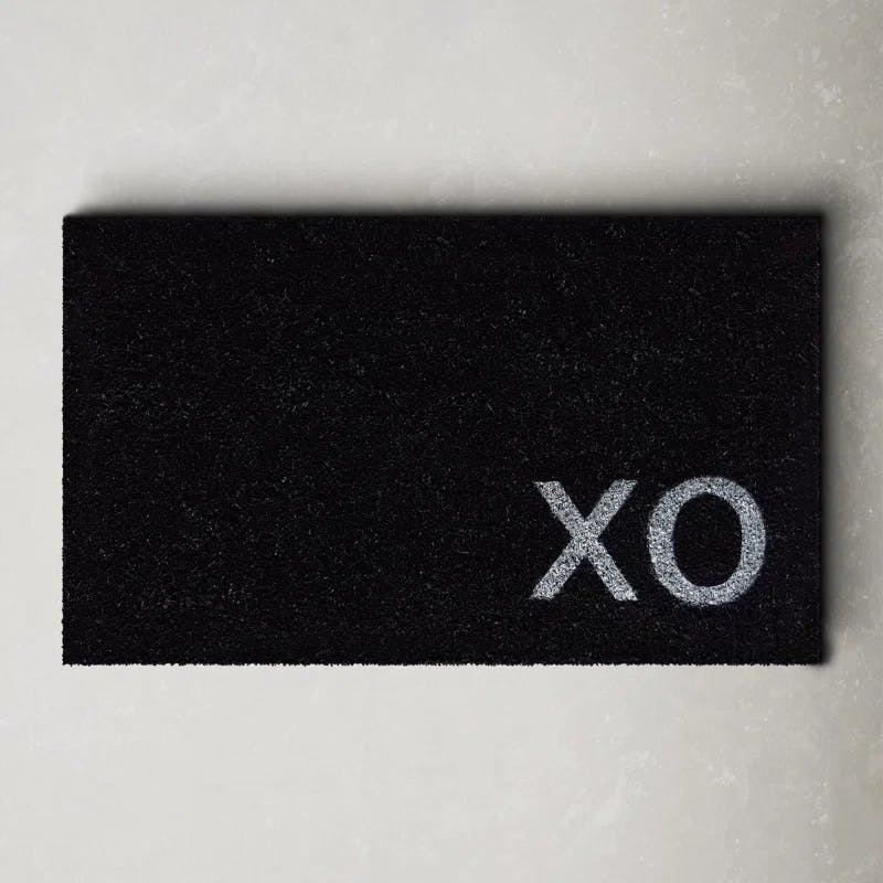 Natural Coir 'XO' Rectangular Indoor/Outdoor Doormat, Black