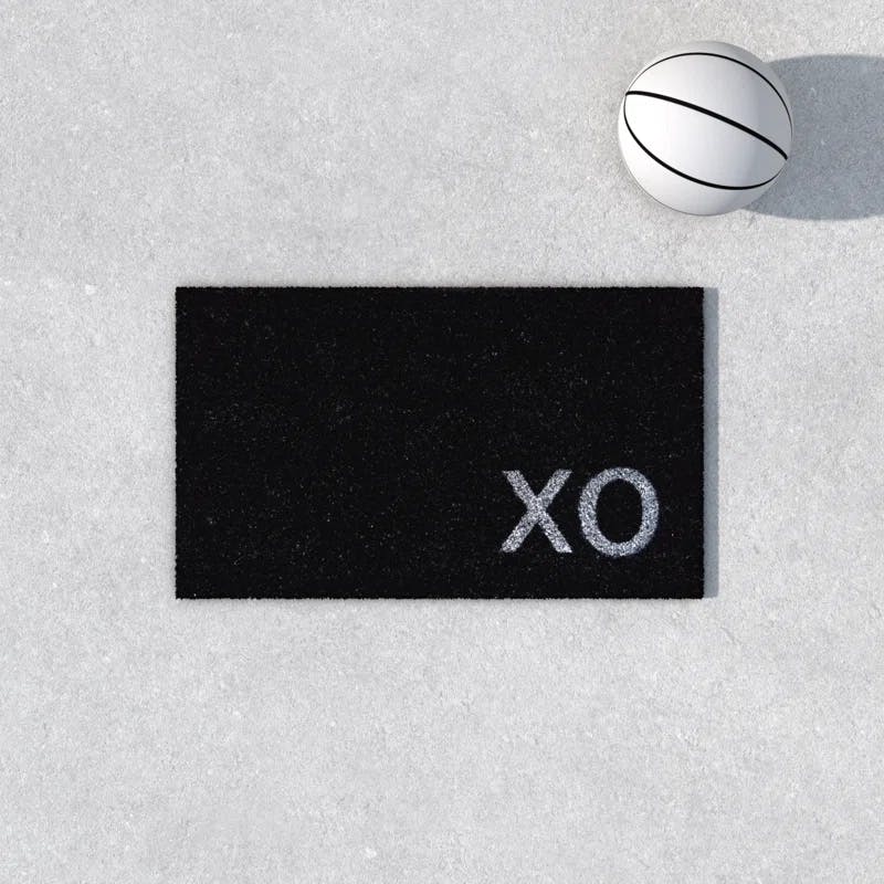 Natural Coir 'XO' Rectangular Indoor/Outdoor Doormat, Black