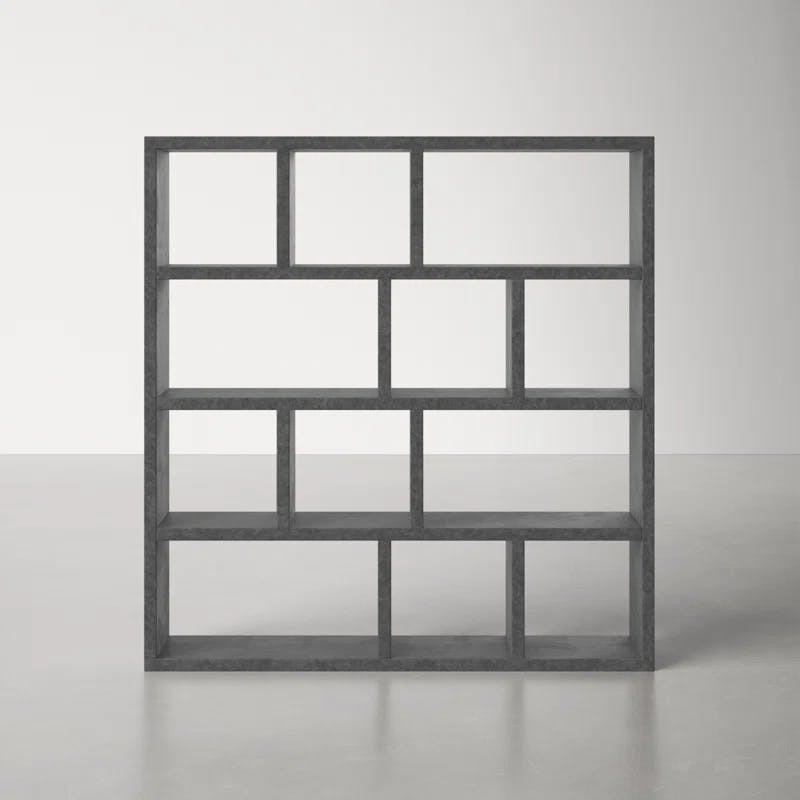 Berlin 5-Tier Wide Bookcase with Concrete Finish and Cubbyholes