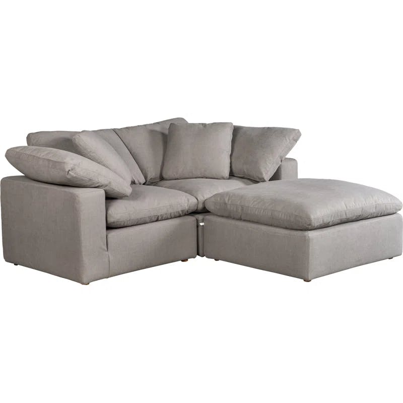 Chilton Nook Light Grey Tufted Modular Sectional with Ottoman