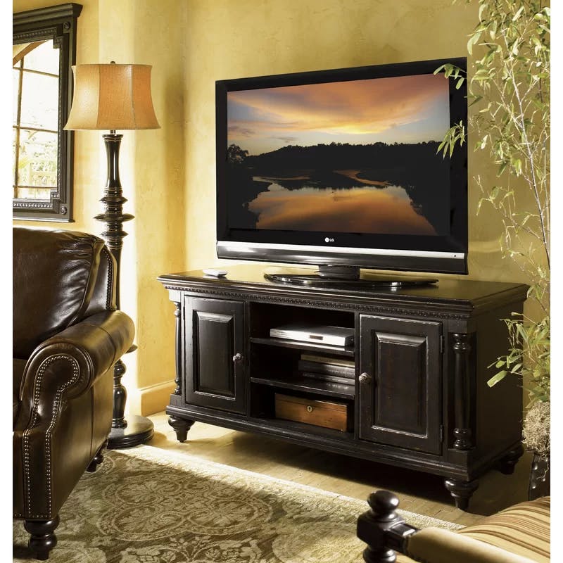 Kingstown Huntington 60'' Black-Brown Traditional Media Console with Cabinet