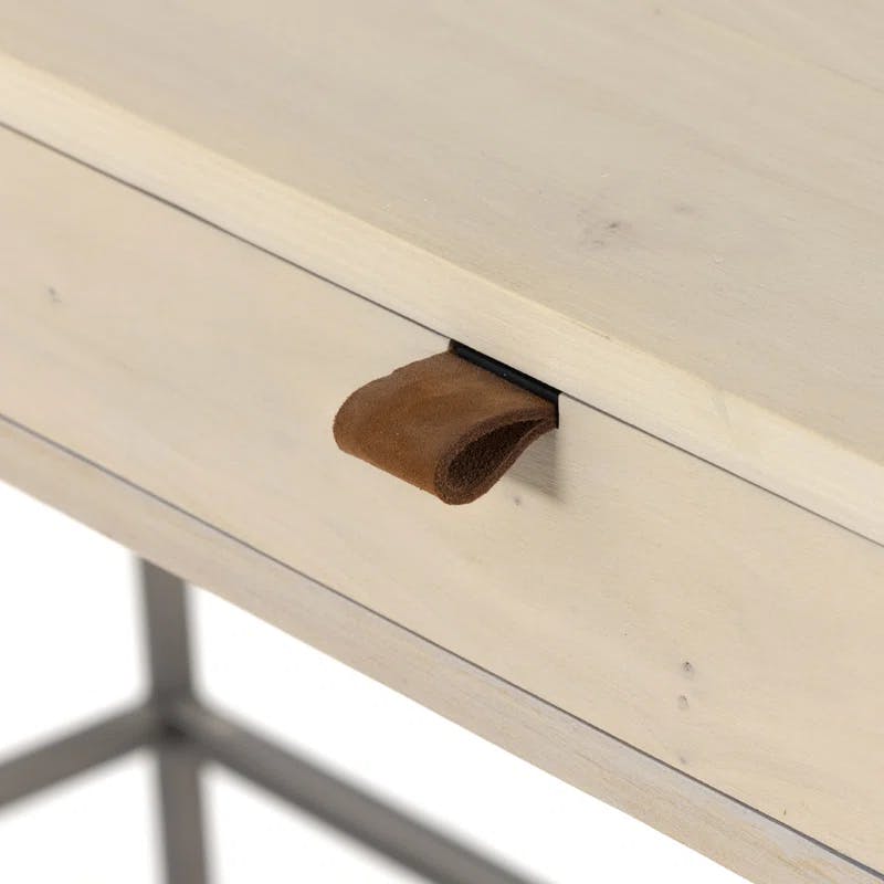 Dove Poplar Contemporary Modular Wall Desk with Leather Pulls