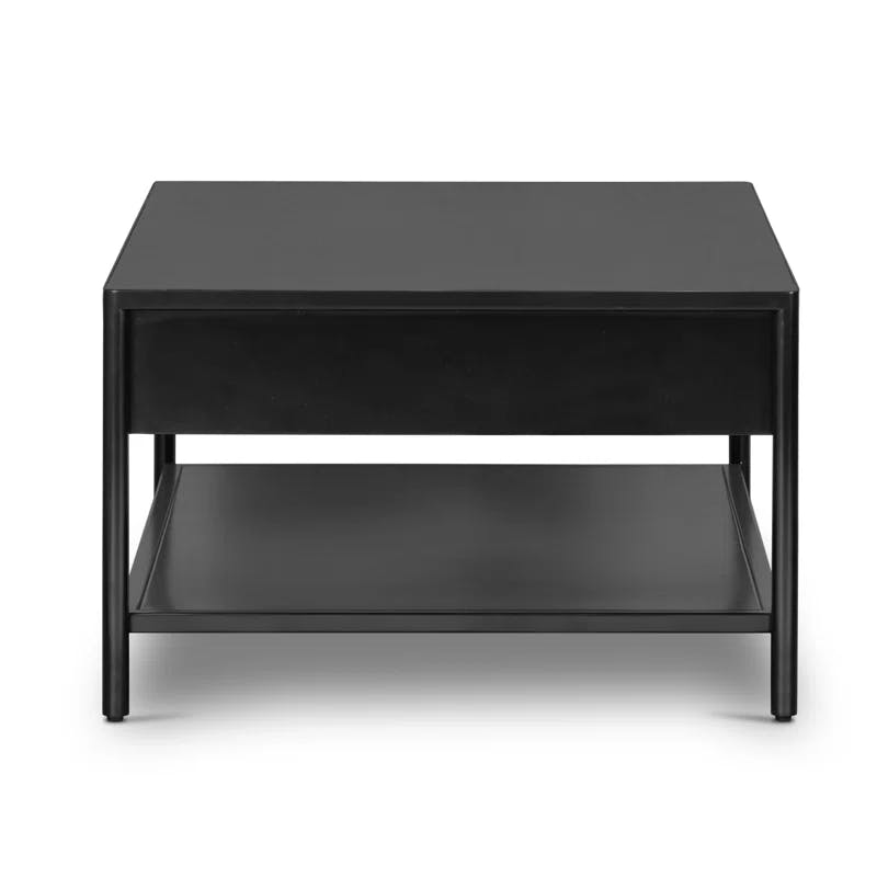 Contemporary Modern Black Iron Coffee Table with Storage