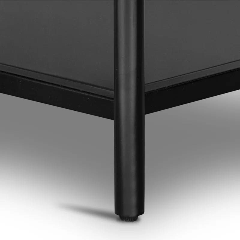 Contemporary Modern Black Iron Coffee Table with Storage