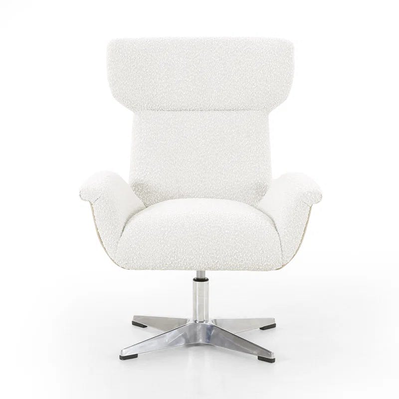 Dia 28.5'' White Leather Knoll Natural Modern Task Chair