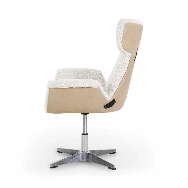 Dia 28.5'' White Leather Knoll Natural Modern Task Chair