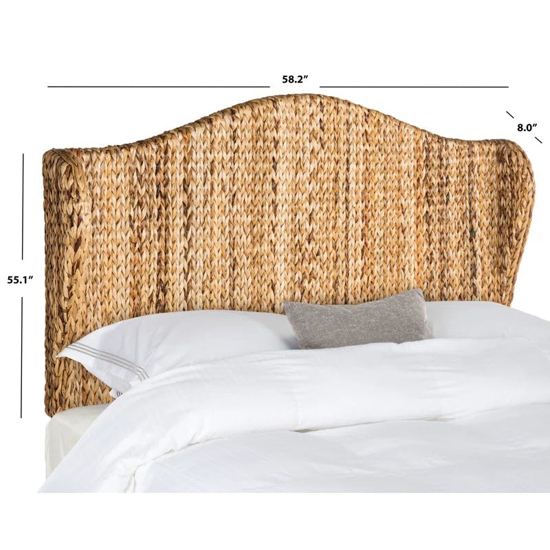 Transitional Nadine Winged Full Headboard in Natural Brown