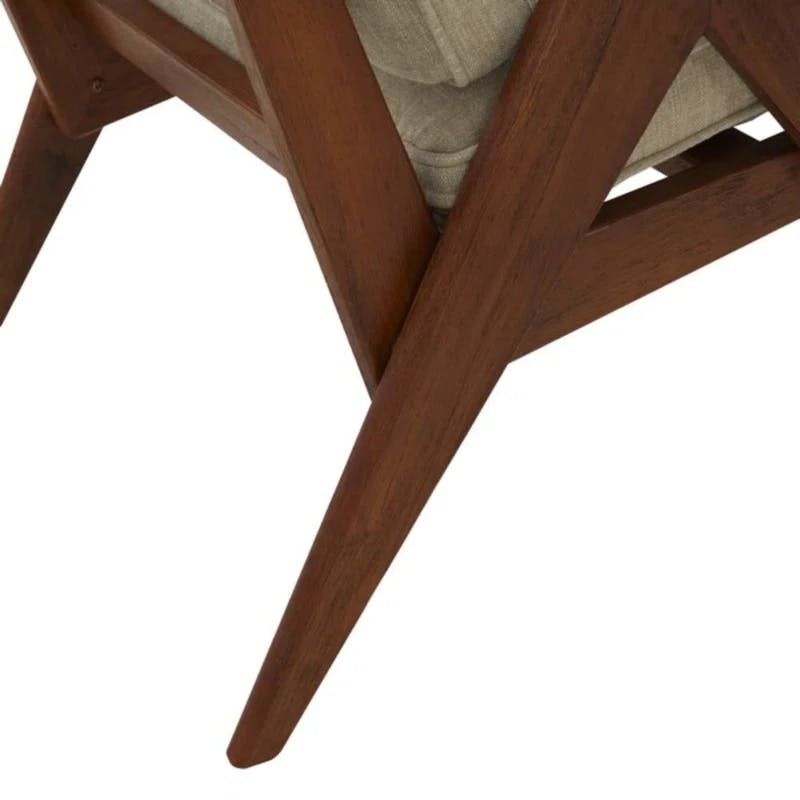 Calita Scandinavian Beige Linen & Solid Wood Accent Chair