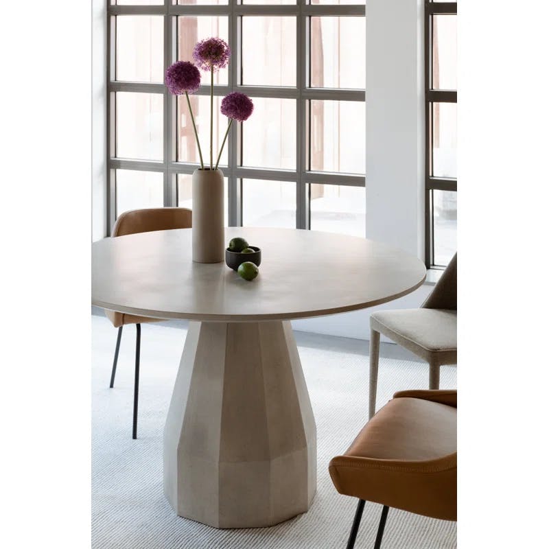 Templo 47" White Concrete Round Indoor/Outdoor Dining Table