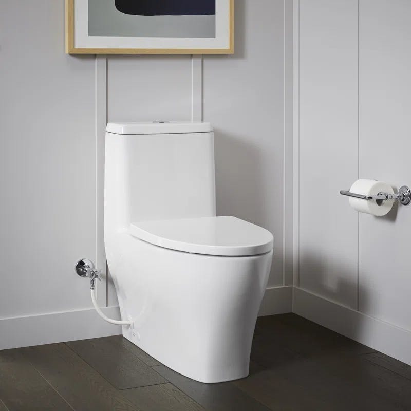 Modern High-Efficiency Elongated Dual-Flush Free Standing Toilet in White