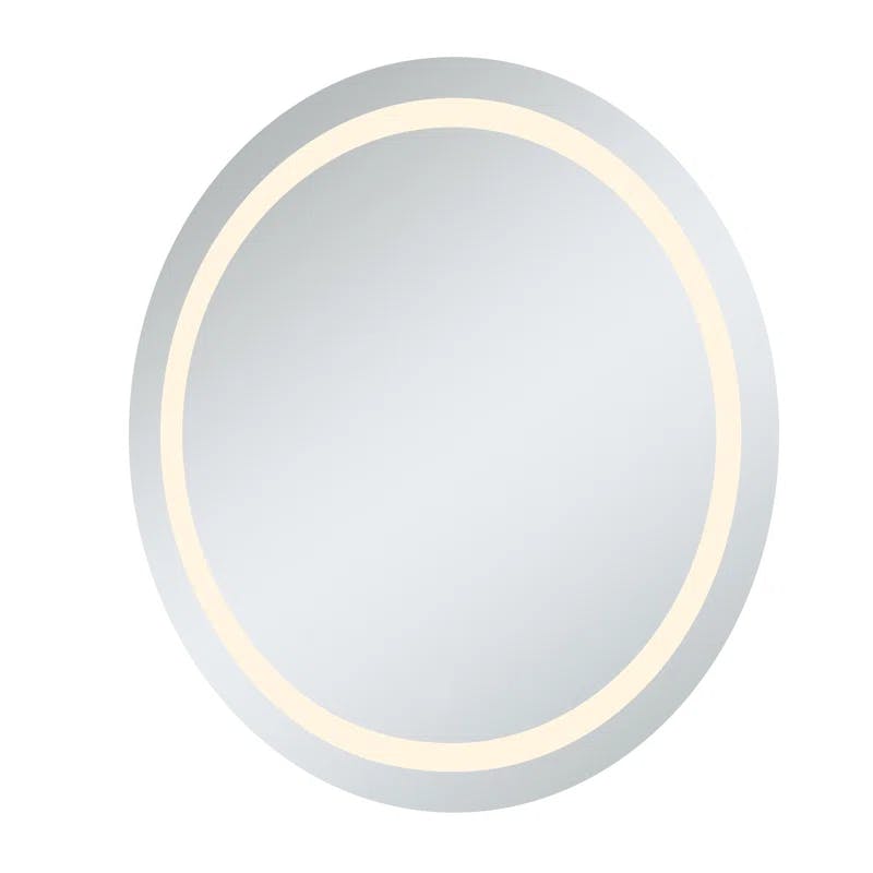 Luxe Glossy White 36" LED Lighted Bathroom Mirror with Defrosting System