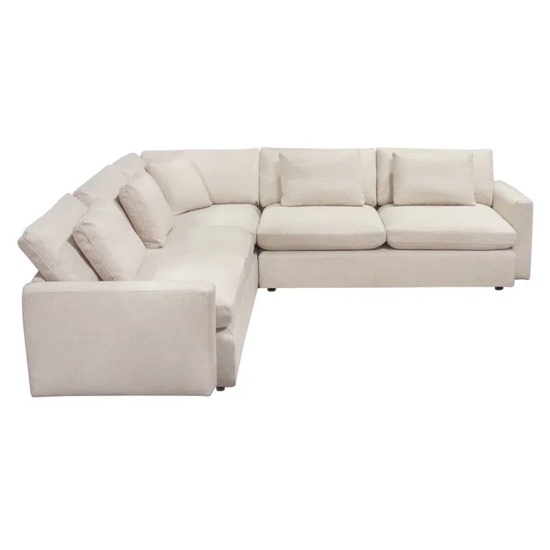 Arcadia Symmetrical L-Shaped Gray Fabric Sectional Sofa
