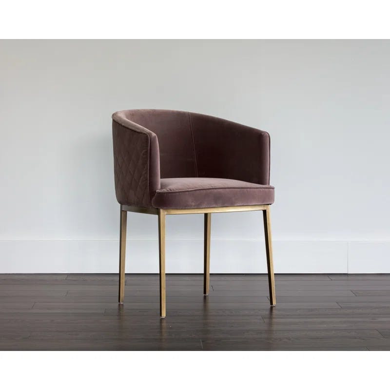 Morten Georgsen Blush Purple Velvet Arm Chair with Antique Brass Frame