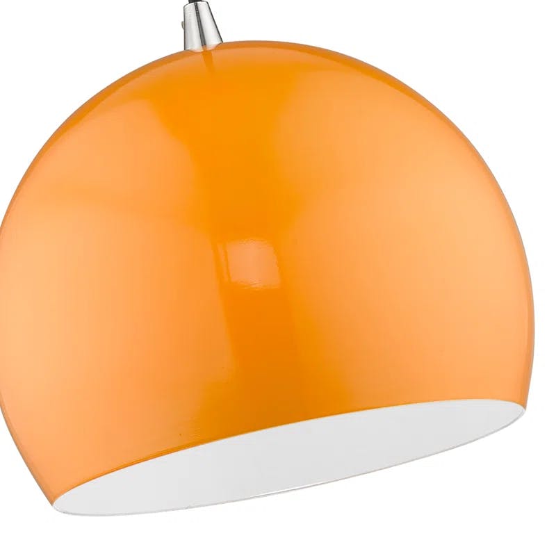 Sleek Curve Mini Pendant in Shiny Orange with White Interior