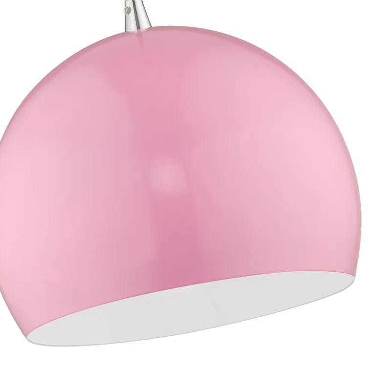 Sleek Shiny Pink Aluminum Mini Pendant with White Interior