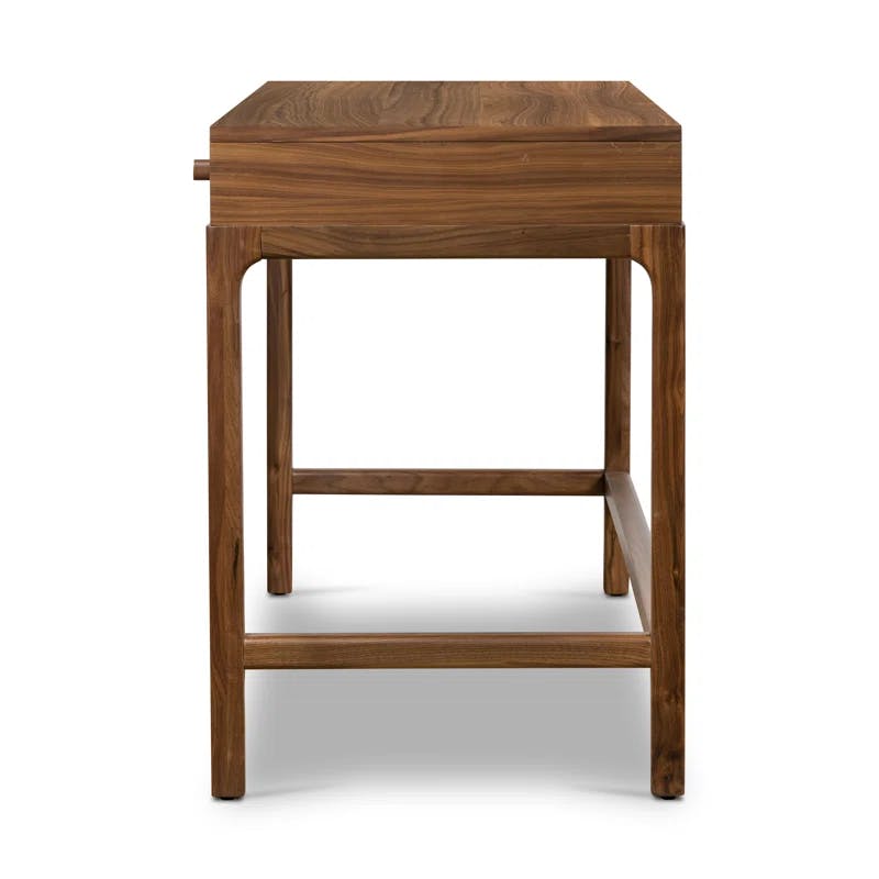 Daniella Modern Campaign Walnut Desk with Drawers - Brown