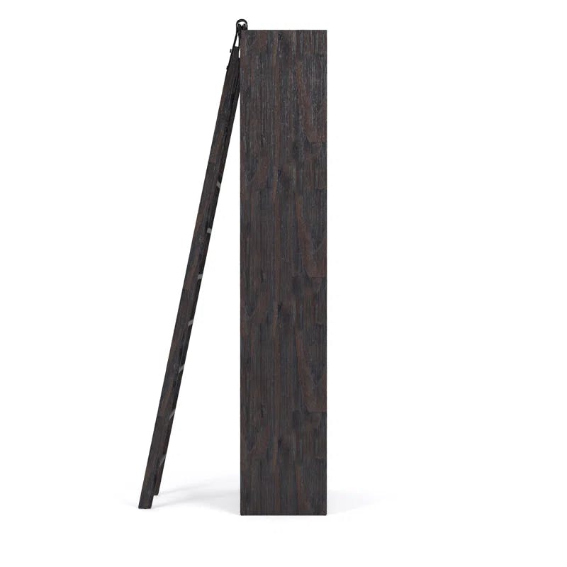 Haiden Dark Charcoal Solid Pine Bookshelf with Ladder