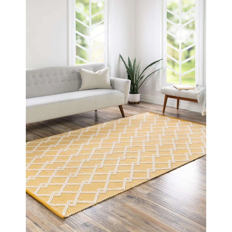 Dorset English Daisy Hand-Knotted Wool & Cotton Yellow Rug 7'10" x 10'