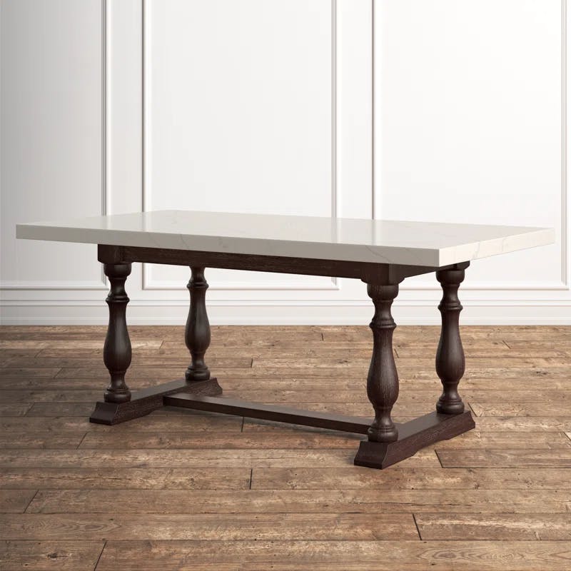 Espresso Elegance Rectangular Dining Table with White Marble Top