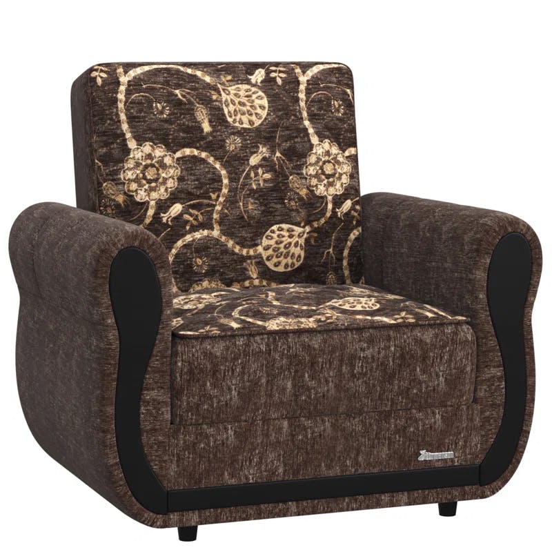 Modern Gray Chenille Sleeper Chair with Hidden Storage
