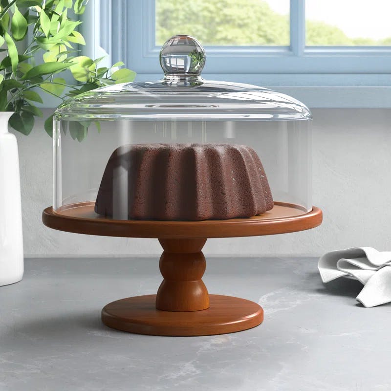 Contemporary 9" Glass Pedestal Cake Stand with Dome