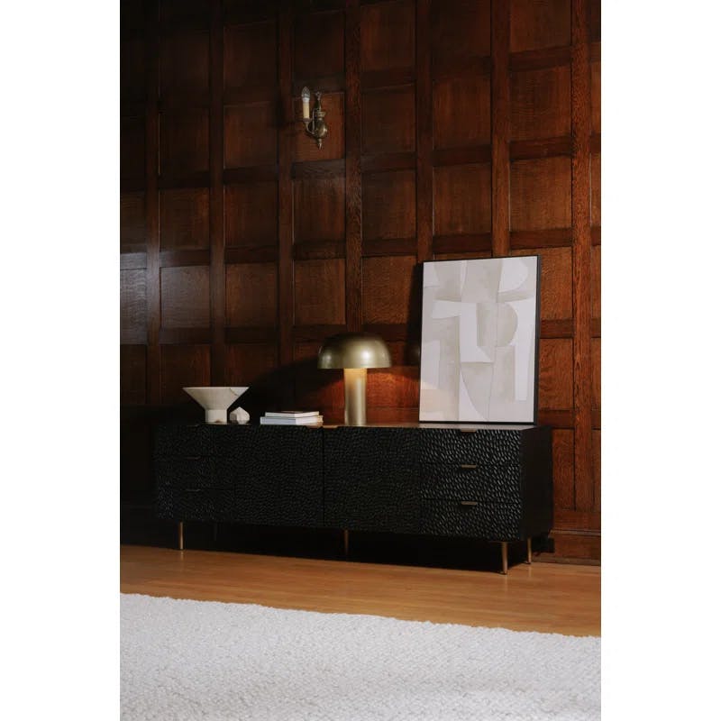Breu Black Oak and Gold Iron 6-Drawer Sideboard