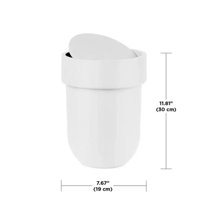 Sleek 1.6 Gallon White Plastic Swing-Top Waste Bin