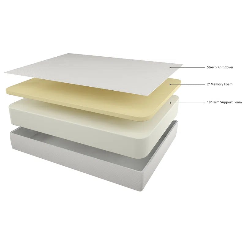 Contemporary White Full Size 12-Inch Memory Foam Mattress