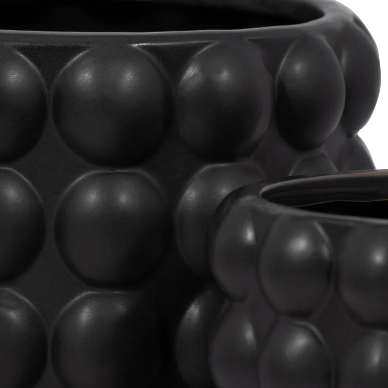Matte Black 8" Ceramic Bubble Planters for Indoor & Outdoor