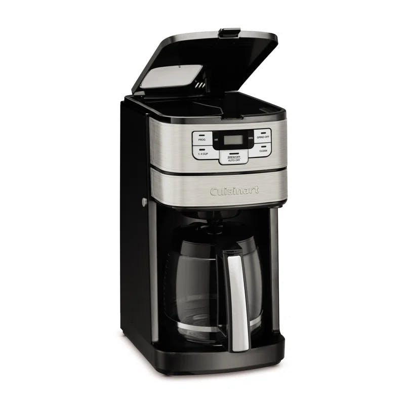 Elegance 12-Cup Black Stainless Programmable Coffee Maker with Grinder