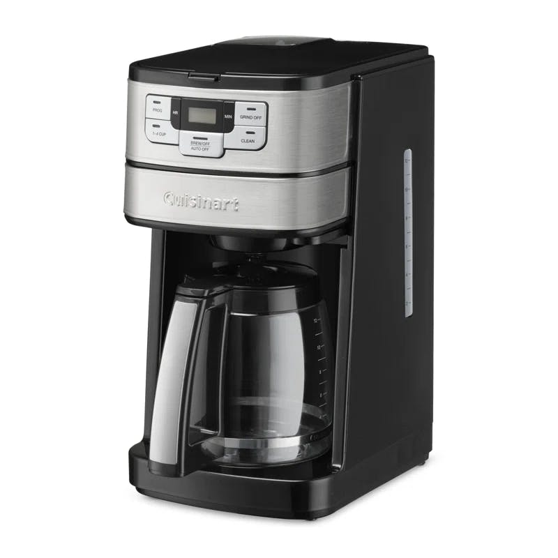 Elegance 12-Cup Black Stainless Programmable Coffee Maker with Grinder