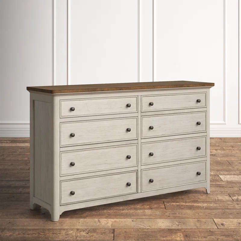 Ayden Transitional 8-Drawer White Dresser with Dovetail Details